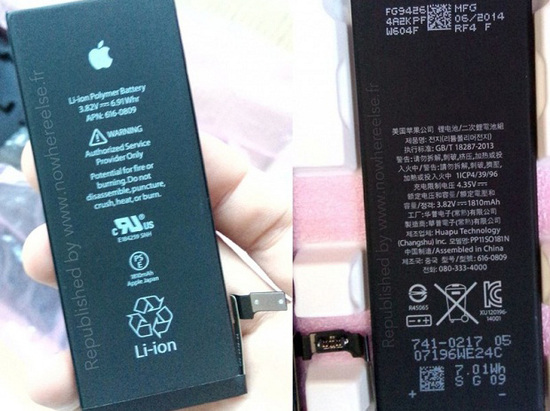 法國網站Nowhereelse.fr曝光了.7英寸iPhone 6電池照片