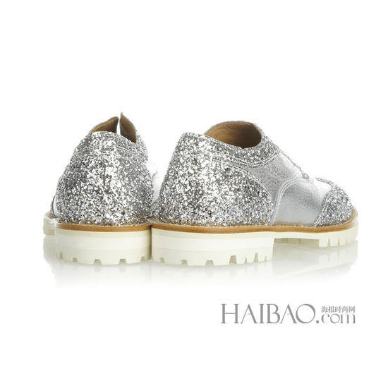 芬迪推出2014秋冬L' F银色亮片鞋履 拼接银色皮革与亮片面完美结合