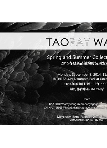 中国设计师品牌TAORAY WANG  即将于纽约时装周首秀