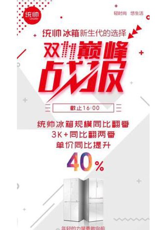 统帅冰箱双11战报频传：开售16小时销售规模同比翻番