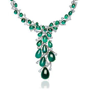 Modern Regina系列铂金镶嵌钻石及祖母绿Cathrine项链