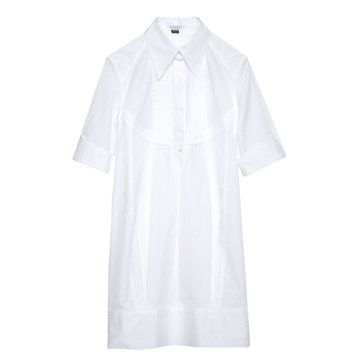 长款白色浅条纹衬衫