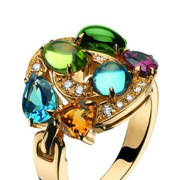 Astrale系列黄金镶嵌彩色宝石戒指