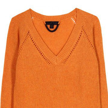 Prorsum 橙色V领镂空针织衫