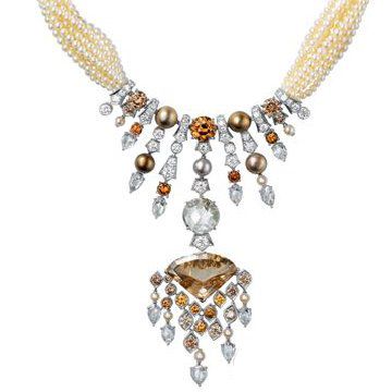 2010高级珠宝系列白金镶钻石及珍珠项链