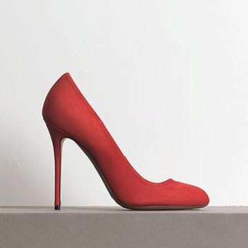 朱红色麂皮高跟鞋