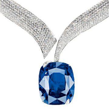 红毯系列18K白金镶钻石及蓝宝石项链