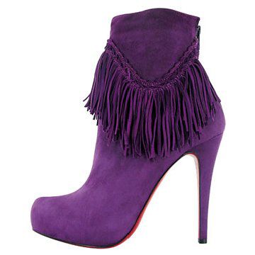 紫色饰流苏高跟鞋