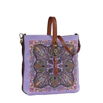 紫色印花手提包