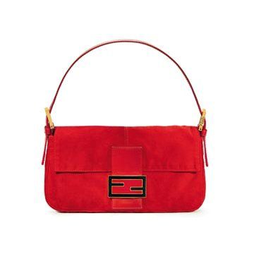 红色麂皮手提包