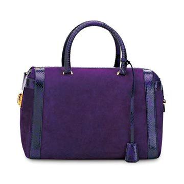 蓝紫色麂皮手提包
