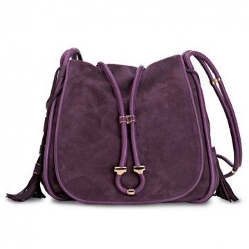 紫色麂皮单肩包
