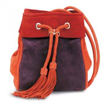 红紫麂皮水桶包