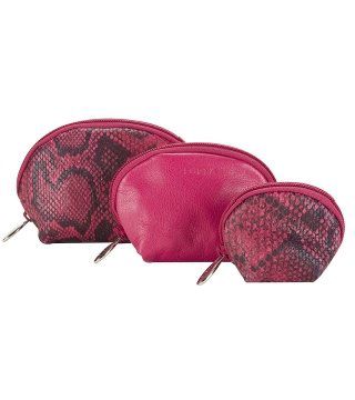 粉红色蛇纹与皮革零钱包系列