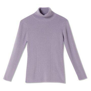 迦达淡紫色高领羊毛衫