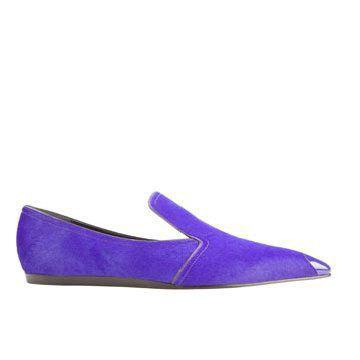 蓝紫色马毛平底鞋