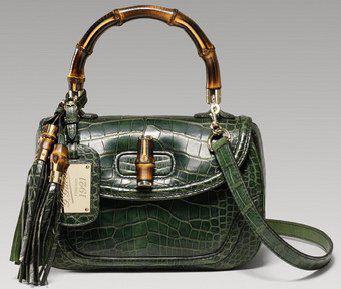 1921 collection深绿色鳄鱼皮中号手提包