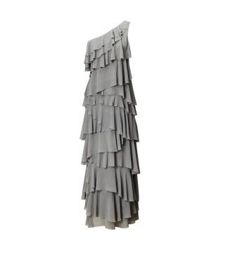 灰色尼龙叠层连身裙
