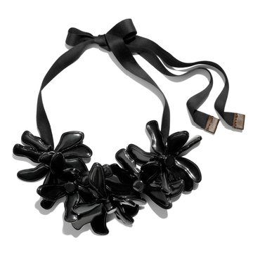 黑色大塑料花项链