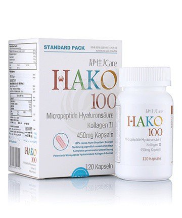 静佳HAKO100微肽玻尿酸胶原蛋白胶囊 450mg×120粒（原装德国进口）