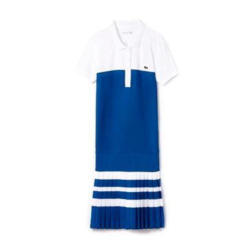 蓝色白条连衣裙
