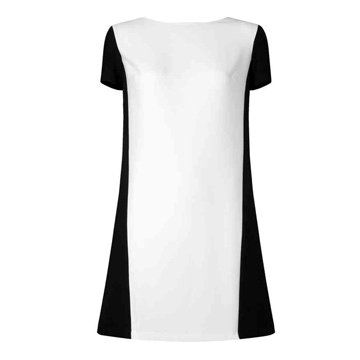 黑白色直筒连衣裙