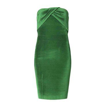 草绿色灯芯绒连衣裙