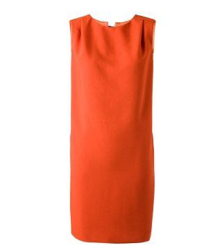 橙色无袖筒裙
