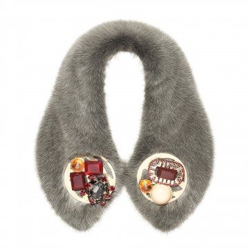 2012冬季系列灰色宝石装饰皮草衣领