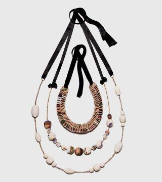 瓷釉金属坠珠和喇叭盘项链