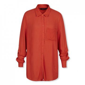 橘红色基本款长袖衬衫