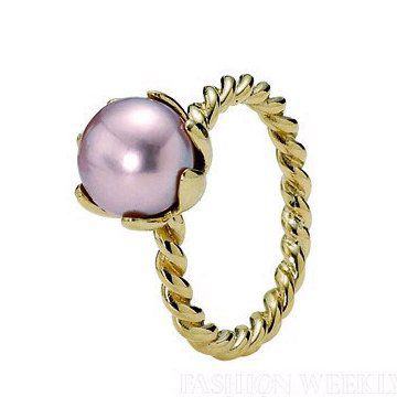 灰粉色珍珠戒指