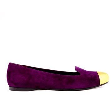 紫色麂皮平底鞋