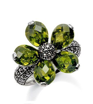 绿花水晶戒指
